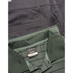 Nike Dri-Fit Black Dress Pants SZ 36x34 Nike Golf Dri-Fit Green Polo SZ L